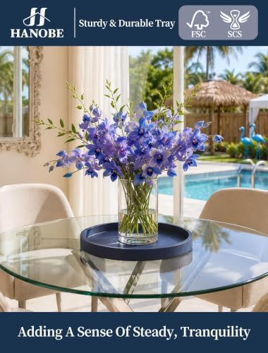 Hanobe Navy Blue Round Decorative Trays for Coastal Coffee Table Decor, 39" - Image 4