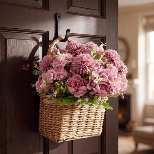 Tigeen 12 Bundles Artificial Flowers Bouquet Silk Peonies, Dusty Purple - Image 5