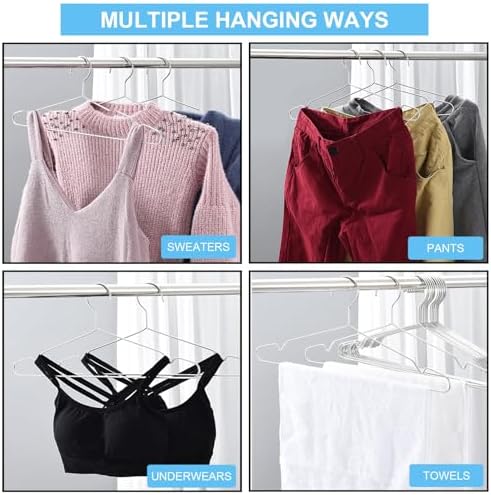 Seropy Clothes Hangers Coat 50 Pack 17.7 Inch Large Bulk Wire Hanger Non-Slip Heavy Duty Clothing Hangers Metal Space Saving Thin Stainless Steel Hanger for Clothes - Image 5