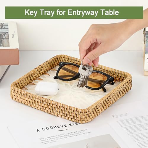 Small Wicker Tray, Handwoven Rattan Key Tray for Entryway Table - Image 3