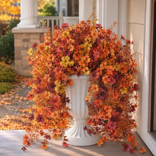 2Pcs Artificial Fall Flowers Realistic Plants for Hanging Outdoor Decor - Image 5