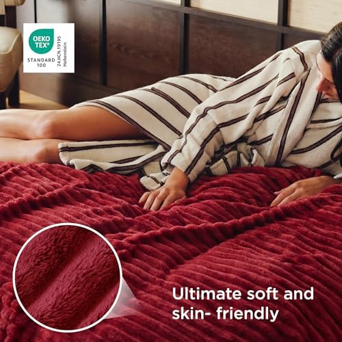 Bedsure Soft Queen Size Blanket for Bed Red 90"x90" - Image 4