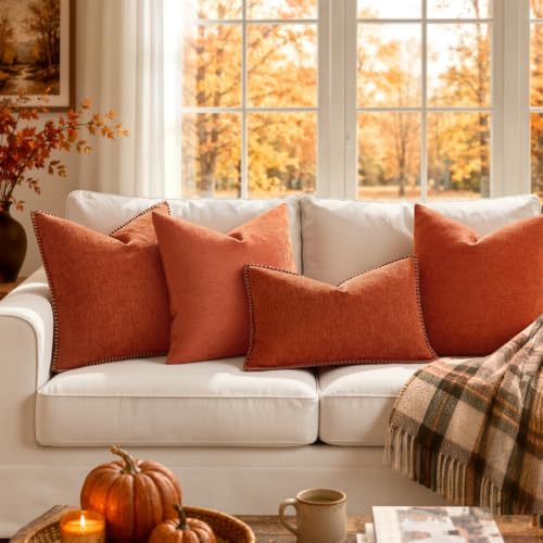 MIULEE Fall Decorative Couch Throw Pillow Covers 18x18 Inch Rust 2 Pack - Image 6