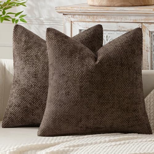 MIULEE Decorative Couch Throw Pillow Covers 18x18 Inch Dark Brown 2 Pack by MIULEE