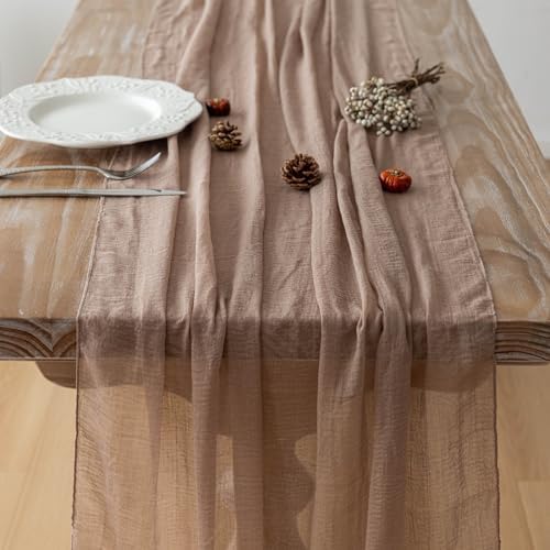 Nude Cheesecloth Table Runner 120 Inches Fall Party Boho Home Decorations - Image 5