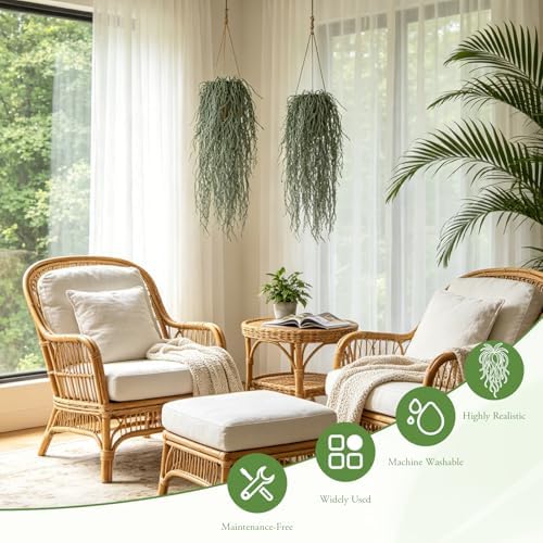 dallisten 4 Pcs Fake Hanging Plants, 36" Artificial Hanging Grass Plants Greenery Vines UV Resistant Faux Trailing Plants for Indoor Outdoor Wall Shelf Porch Boho Home Patio Decor(Dust Green) - Image 2