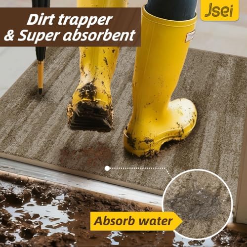 JSEI Dirt Trapper Door Mat 24"x36", Non-Slip Doormat, Beige - Image 2