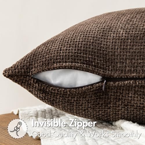 MIULEE Decorative Couch Throw Pillow Covers 18x18 Inch Dark Brown 2 Pack - Image 5