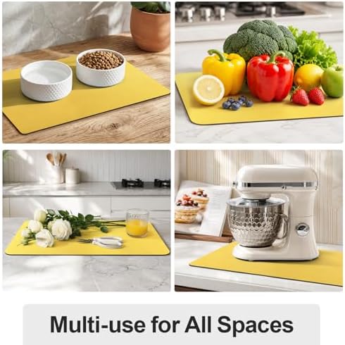 Ecotrim - Dish Drying Mat for Kitchen Counter | Coffee Bar Mat for Countertops | Heat Resistant Drainer Mat with Non-slip Rubber Backed | Hide Stain Kitchen Absorbent Draining Mat | Yellow 16"x20" - Image 6