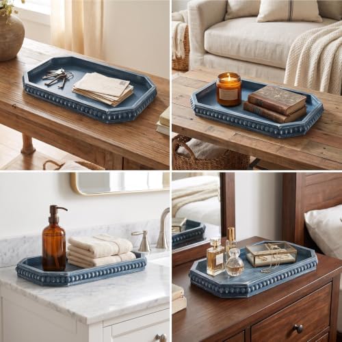 Hrastany Blue Wood Deocrative Tray, Coffee Table Tray for Centerpiece - Image 6