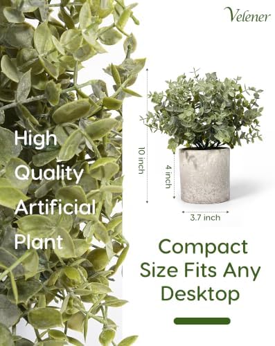 Velener 2 Pcs Large Fake Plants Eucalyptus, Artificial Plants Indoor for Shelf, Potted Eucalyptus Plants for Home/Bathroom/Pottery Barn/Desk/Farmhouse/Coffee Table Decor (Sage Green) - Image 2