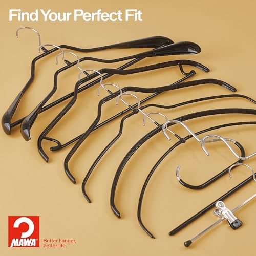 Mawa by Reston Lloyd Euro Series Non-Slip Space Saving Steel Clothes Hanger for Shirts, Dresses, Sweaters, Style 40/P, Set of 10, Black (14118) - Image 5