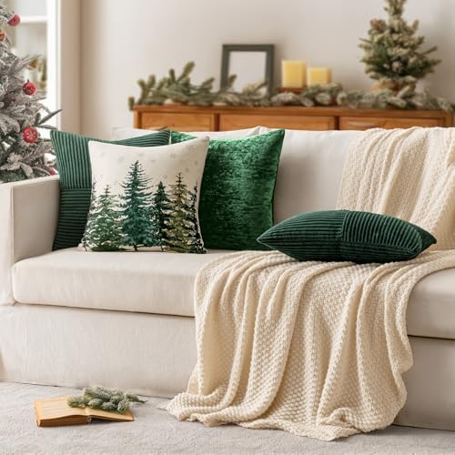 MIULEE Army Green Decorative Euro Sham Pillow Covers 24x24 Inch 2 Pack - Image 4