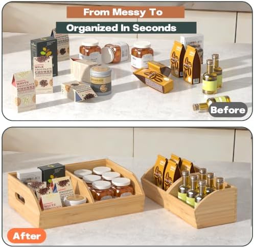 Potato and Onion Storage Bin, Stackable Pantry Organizers for Kitchen Countertop, Ventilated Bamboo Storage Baskets with Handles, Multipurpose Organization Containers for Fruit, Vegetable, 3 Pack - Image 7