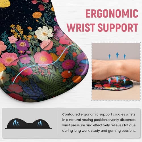 Ergonomic Mouse Pad with Wrist Rest, Gel Wrist Support, Butterfly - Image 2