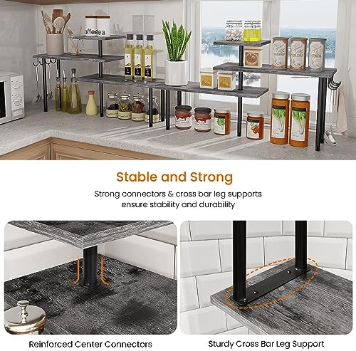 Homode Kitchen Countertop Organizer, 3 Tier Corner Shelf Bathroom Counter Organizer, Wooden Counter Shelf Stand Space Saver, Easy Assembly, Rustic Grey - Image 5