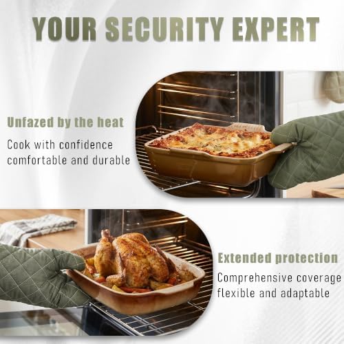 ARCLIBER 15" 425°F Terry Oven Mitts Quilted Heat Resistant Kitchen - Image 4