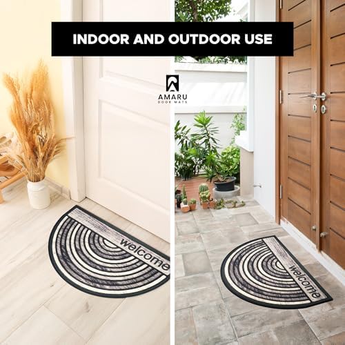 Welcome Mat for Front Door, Non-Slip, Stripes BW, 17x29in - Image 4