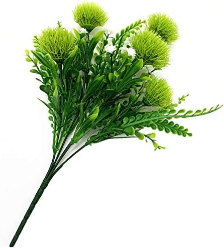 CATTREE Artificial Dandelion Plants, Plastic Flowers Shrubs Bushes Fake Grass Wedding Indoor Outdoor Home Garden Verandah Centerpieces Arrangements Party Decoration Planting Filler - Green 4 Pack - Image 2