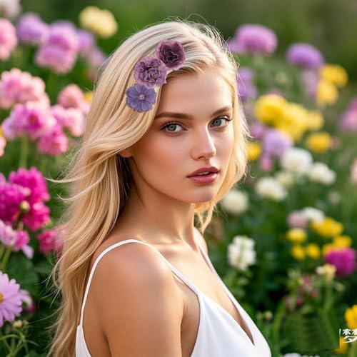 Faux Flowers Heads Small Decorative Flowers for Crafts Cake Wreath Garlands Wedding Table Home Decoration (54, purple) - Image 4