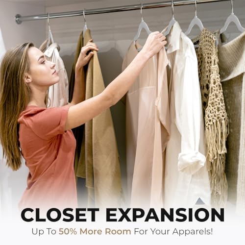 Our Modern Space 30 Pack Velvet Hanger for Shirt Pants Dresses Skirts Suits Jackets - Slim Space Saving Design - Standard Coat Hanger - Sturdy & Durable Design with Shoulder Grooves Hook - Image 6