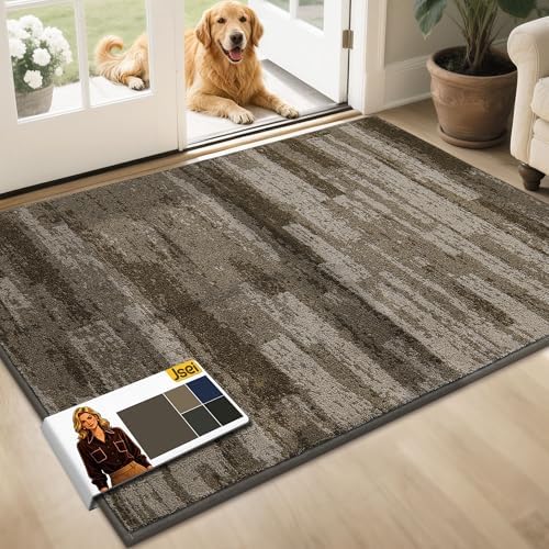 JSEI Dirt Trapper Door Mat 32"x48", Non-Slip Doormat, Brown by JSEI