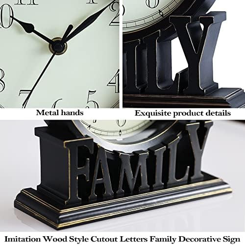 AYRELY® 6.5-Inches Table Clock, Vintage Family Non-Ticking Desk Clock, Retro Mantel Clocks for Living Room, Bedroom, Shelf, Fireplace, Farmhouse Décor (Black) - Image 6