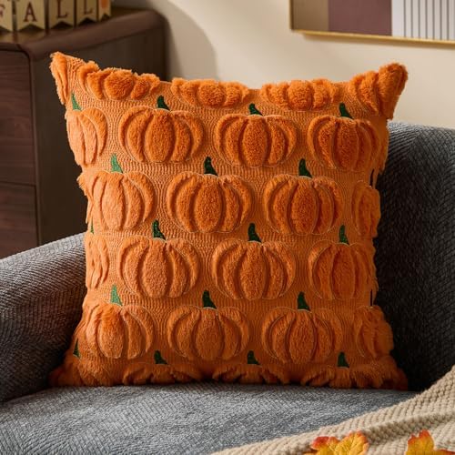 DFXSZ Fall Pillow Covers 18x18 2Pcs Orange Green Yellow Pumpkin Fall Decorations - Image 3