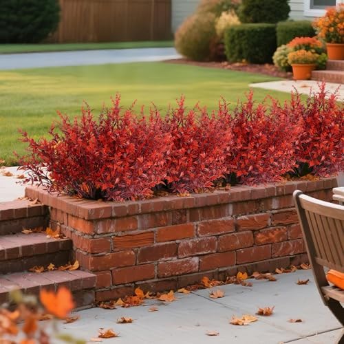 RECUTMS Fake Fall Plastic Flowers Artificial Plants UV Resistant Flowers by RECUTMS
