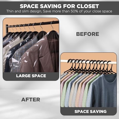 Utopia Home Plastic Hangers 50 Pack – Non-Slip with Pants Bar Black - Image 3