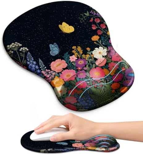 Ergonomic Mouse Pad with Wrist Rest, Gel Wrist Support, Butterfly by Zapdesk