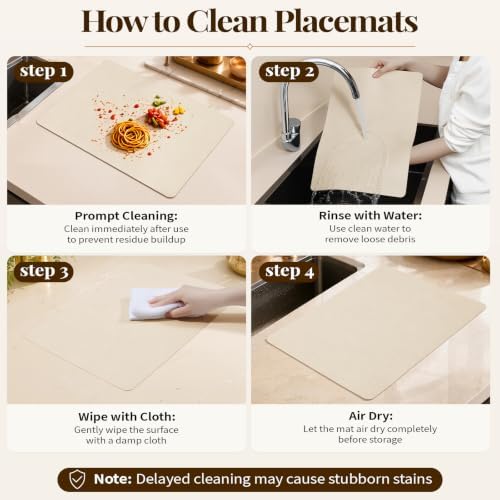 Homaxy Vinyl Heat Resistant Placemats Set of 6, Beige - Image 6