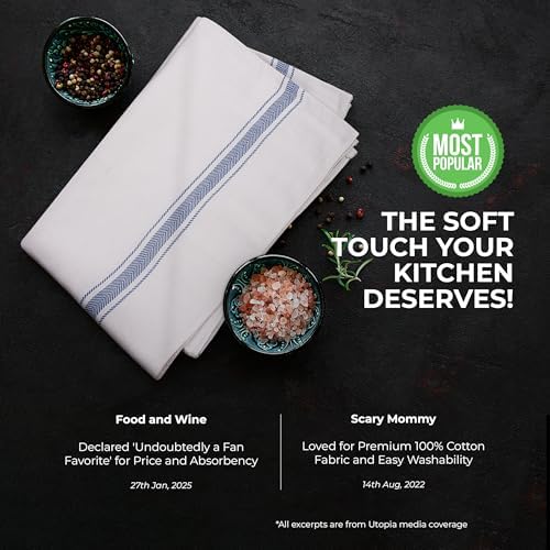 Utopia Towels Blue Dish Towels [6 Pack - 15 x 25 Inches] 100% Ring Spun Cotton Highly Absorbent & Reusable Cleaning Bar, Tea, Kitchen and Dishcloths Set - 200 GSM - Image 5