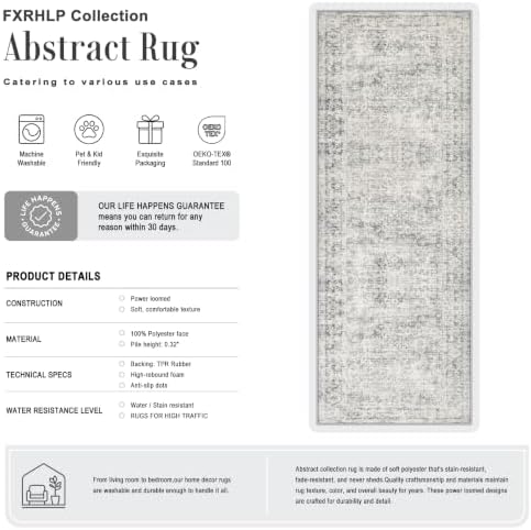 3x10 Washable Runner Rug：Modern Abstract Soft Carpet Black Grey - Image 2