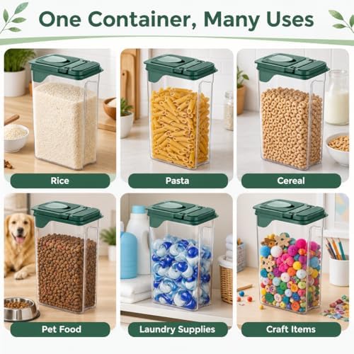 Tribello Food Storage Dispenser with Pour Spout Lid – Pantry Bin – Clear Slim Food Storage Container for Rice, Sugar, Cereal – BPA Free - Kitchen Organization (Large 3.8 Quarts - 2 Pack) - Image 7