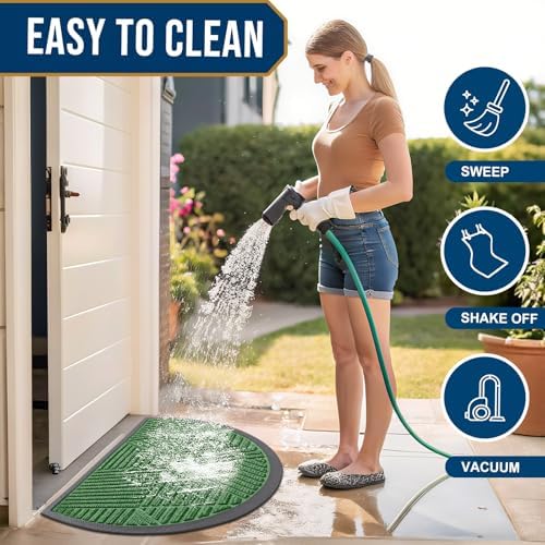 Smiry Half Circle Front Door Mat Outside Entrance, Rubber Doormat, 29.5x17 - Image 6