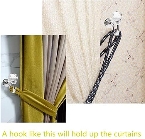 Decorative Hook Small Crystal Glass Curtain Tieback Hook Silver Round Head - Image 4