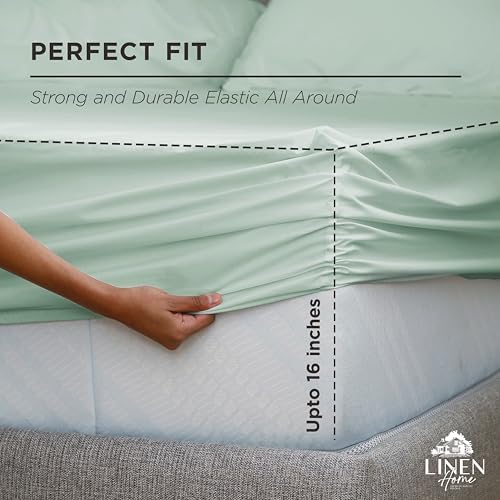 100% Cotton Percale Queen Fitted Sheet, Pastel Turk, 1 Deep Pocket Fitted Sheet, Crisp and Cool Strong Bed Linen, 60"X80"+15" - Image 3