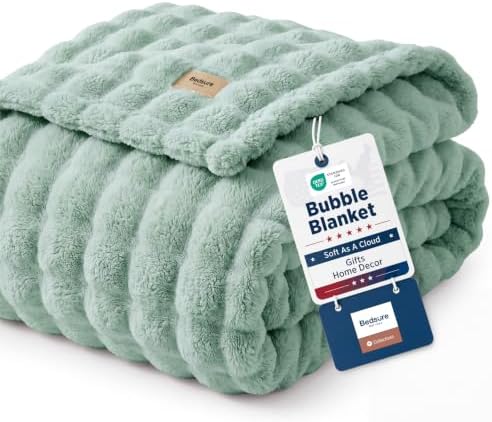 Bedsure Cloud Bubble Full Size Blanket for Bed, Sage Green, 84"×90" by BEDSURE