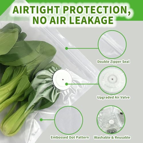 Reusable Vacuum Sealer Bags Variety Pack, 45 Vacuum Zipper Bags, 5 Clip Set - Image 4