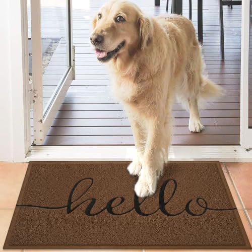 EARTHALL Door Mat Outside Inside Hello Doormat, 30"x17.5", Durable Floor Mat Non Slip Mat Ultra Absorb Mud Easy Clean Front Doormat for Garage, Entryway, Patio, High Traffic Areas, Dark Chocolate - Image 5