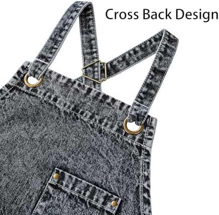 Cotton Denim Apron Soft - Unisex Adjustable Bib Apron with 5-Pockets Perfect for Kitchens - Image 6