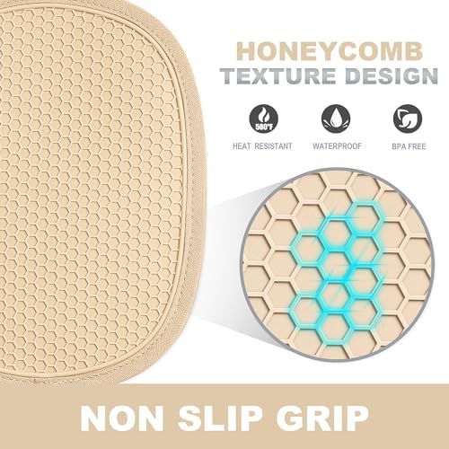 RORECAY 2-Pack Silicone Pot Holders for Kitchen, Hot Pad with Pocket, Beige - Image 2