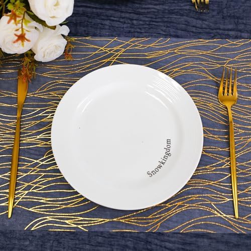 Snowkingdom 2pcs Gold Wave Table Runner, 11×108 Inch Golden Metallic Sparkle Lines Mesh Table Runners, Lightweight Gold Party Decorations for Mothers Day, Wedding, Birthday, Christmas, Party Dinner - Image 2