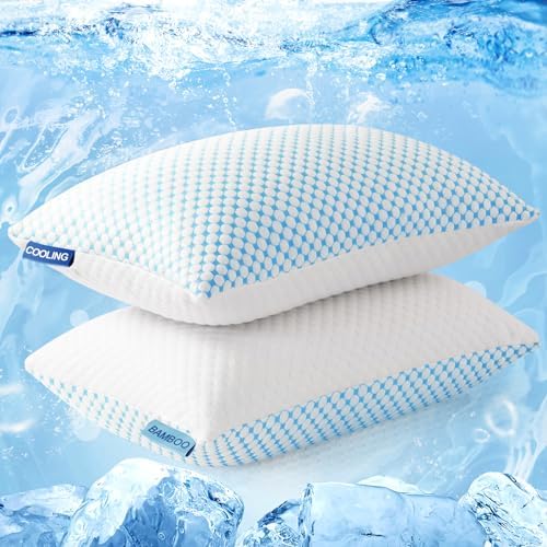 EASELAND Cooling Queen Size Firm Pillows, Shredded Memory Foam Set of 2 by EASELAND