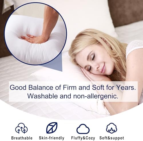 HITO 12x20 Pillow Inserts (Set of 2)- 100% Cotton Covering Down Alternative Throw Pillows White for Couch Bed Sofa - Image 4