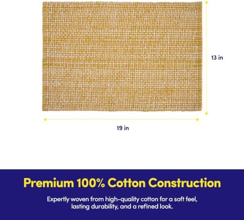 Sweet Home Collection 100% Cotton Placemats for Dining Room Rectangle Two Tone Woven Fabric 13" x 19" Soft Durable Table Mat Set, Set of 6, Gold - Image 3