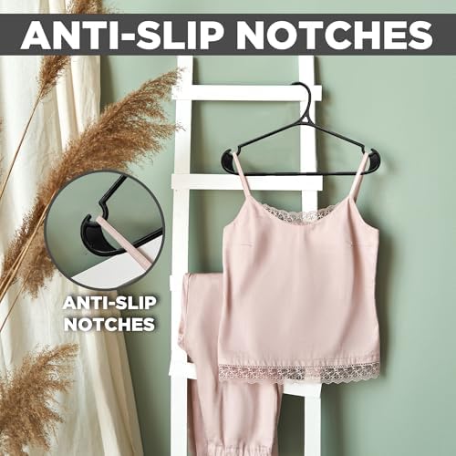 Utopia Home Plastic Hangers 50 Pack – Non-Slip with Pants Bar Black - Image 6