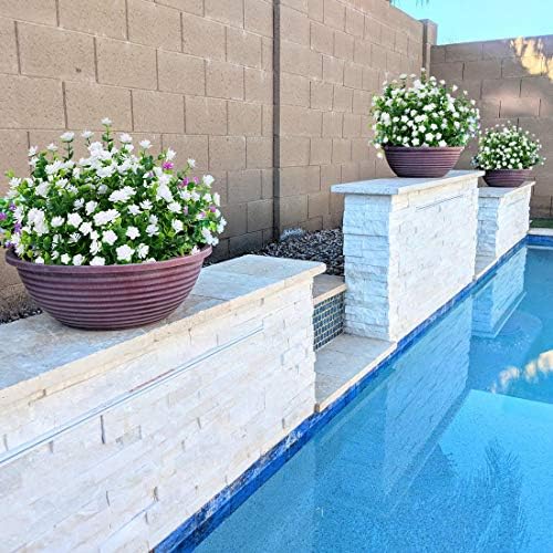 10PCS Artificial Flowers, Fake Artificial Greenery UV Resistant No Fade Faux Plastic Plants for Wedding Bridle Bouquet Indoor Outdoor Home Garden Kitchen Office Table Vase(White) - Image 5