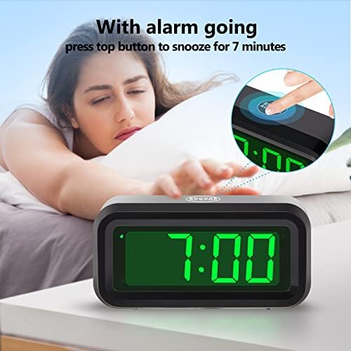 Digital Alarm Clock Battery Operated with LED Display for Bedrooms, Long Battery Life for 12 Months, 3 Brightness Adjustable, 12/24 Hour, Snooze, Black Case with Green Digits - Image 5